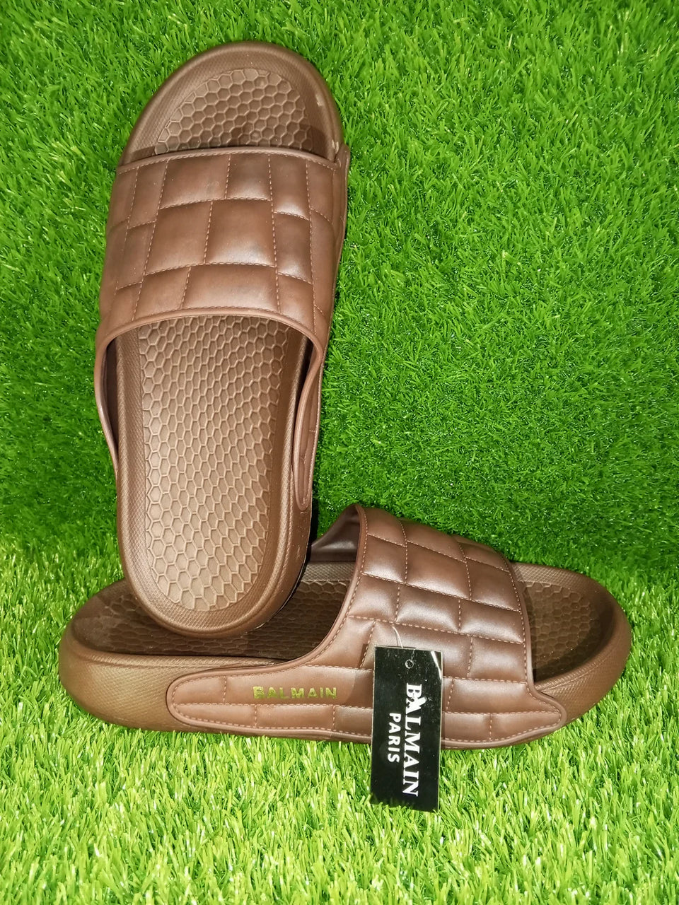 Balmain Men’s Thick Bottom Comfortable Cool slippers Black Brown Grey Color - Grey, 7