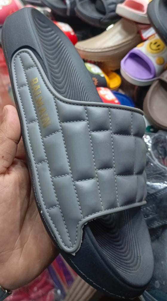 Balmain Men’s Thick Bottom Comfortable Cool slippers Black Brown Grey Color - Grey, 7