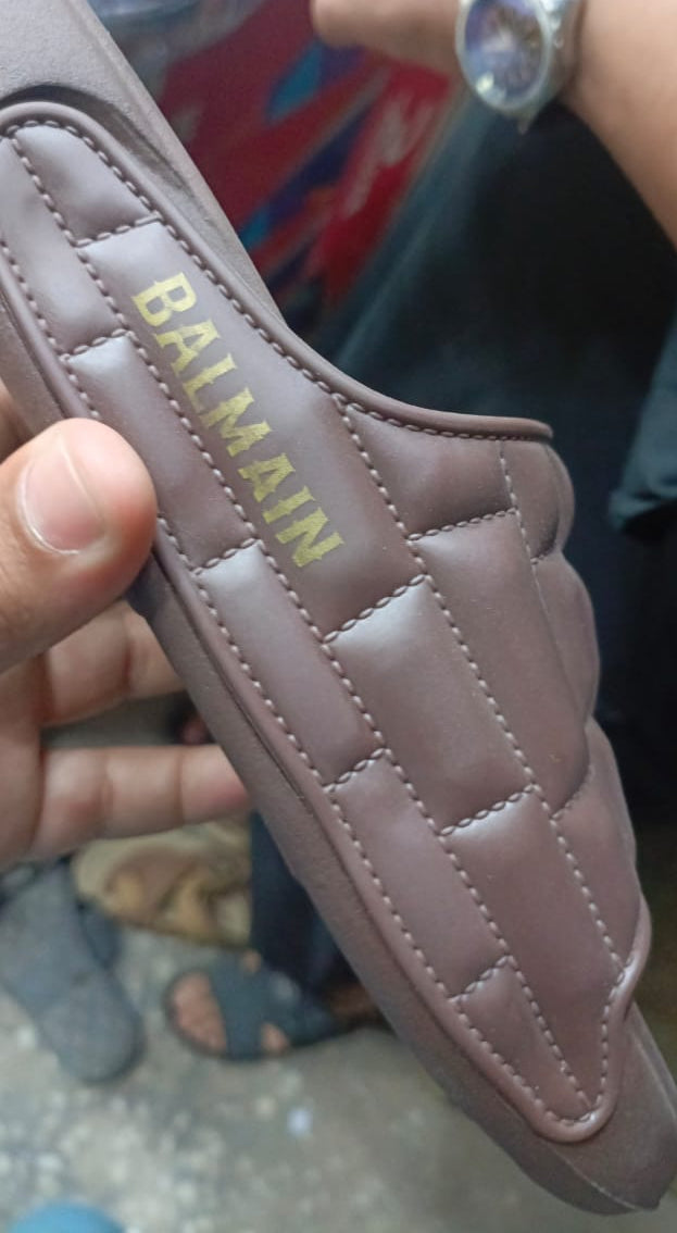 Balmain Men’s Thick Bottom Comfortable Cool slippers Black Brown Grey Color - Grey, 7